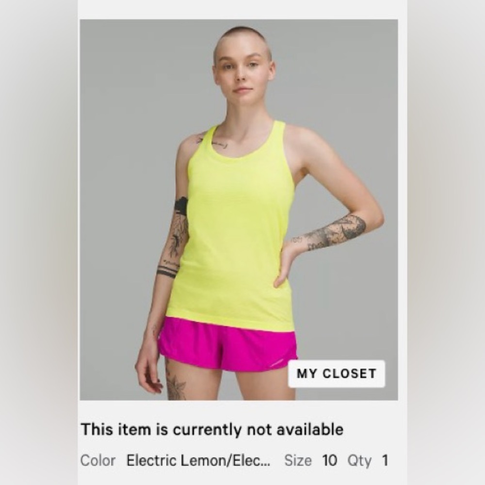 Lululemon Athletica Electric Yellow Swiftly Tank Top Racerback Performance